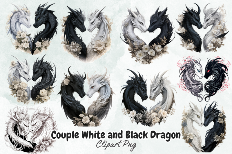 couple-white-and-black-dragon-clipart