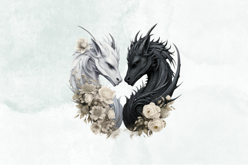 couple-white-and-black-dragon-clipart