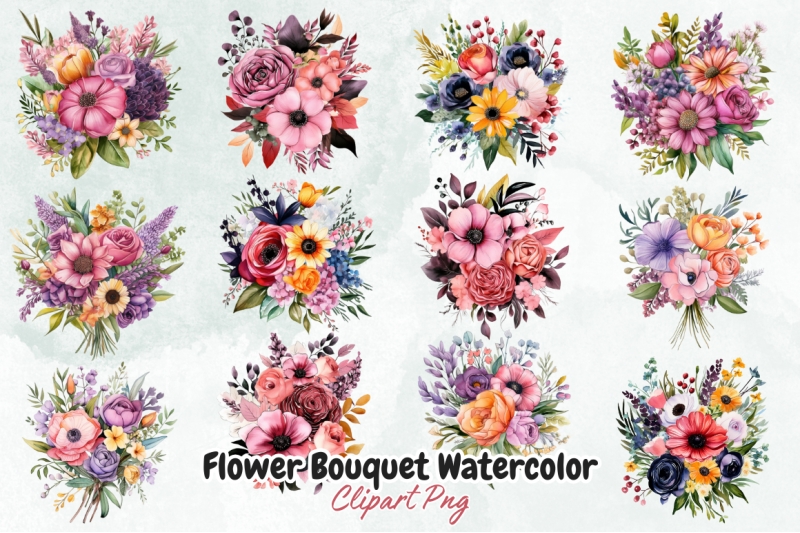 flower-bouquet-watercolor-clipart-bundle