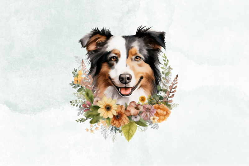 dog-flower-wreath-sublimation-clipart