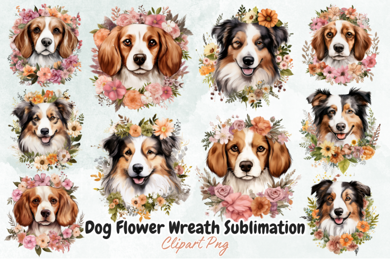 dog-flower-wreath-sublimation-clipart