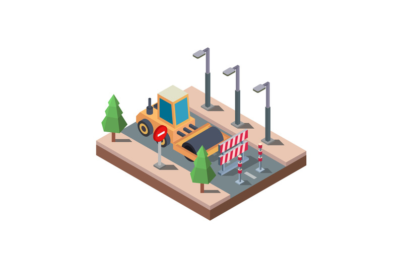 isometric-asphalt-work