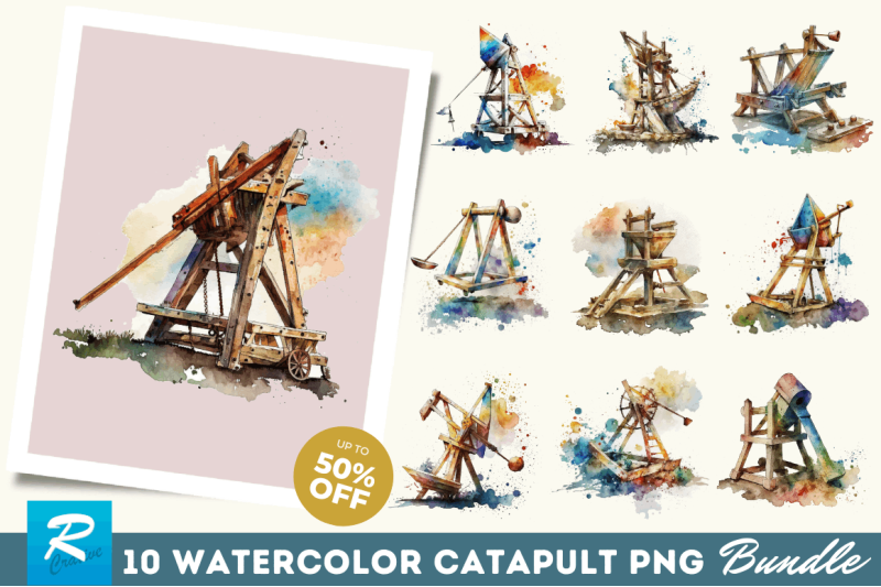 watercolor-catapult-clipart-bundle