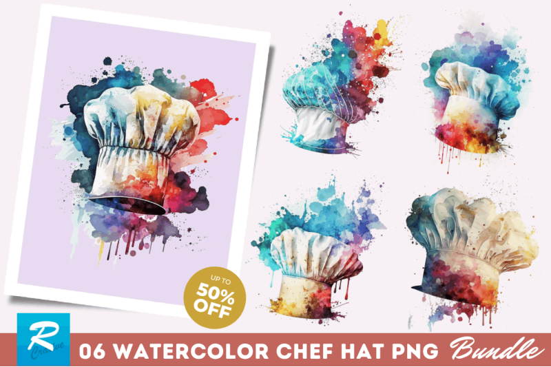 watercolor-chef-hat-clipart-bundle