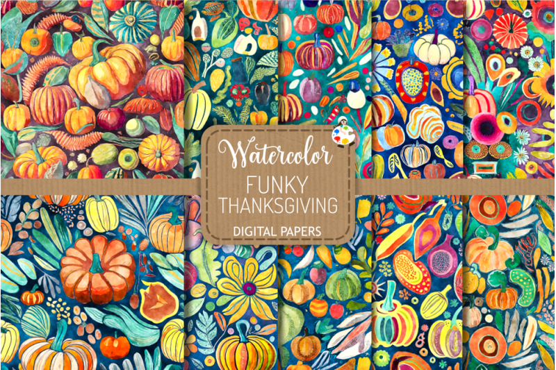 watercolor-funky-thanksgiving-digital-pattern-papers