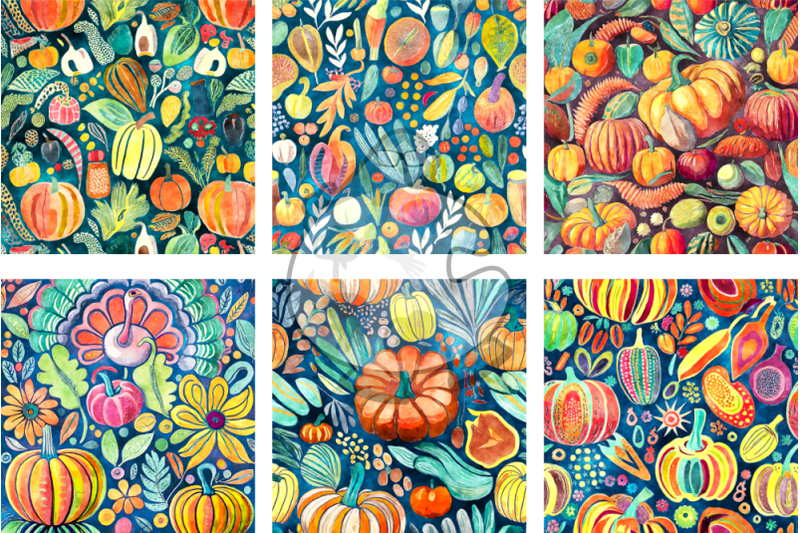 watercolor-funky-thanksgiving-digital-pattern-papers