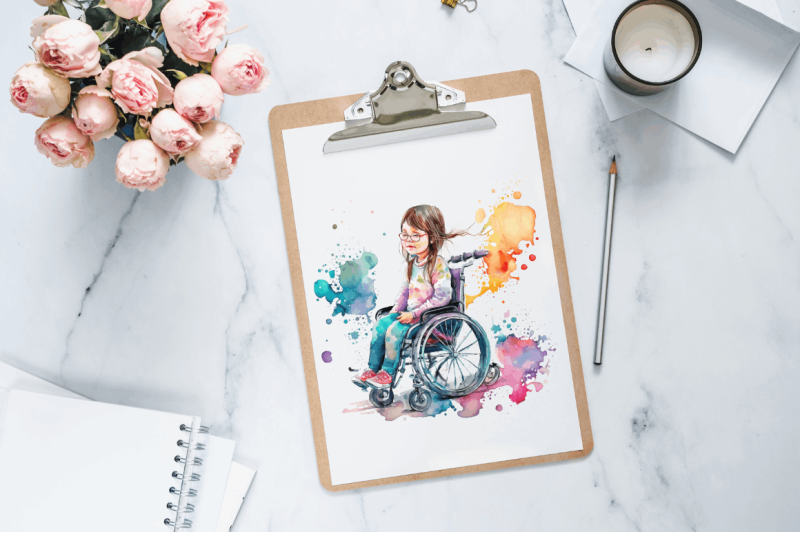 watercolor-girl-with-disability-clipart-bundle