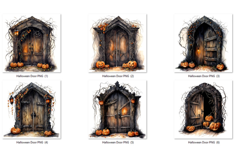 6-halloween-wooden-door-illustrations