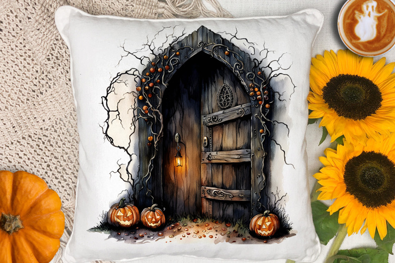 6-halloween-wooden-door-illustrations