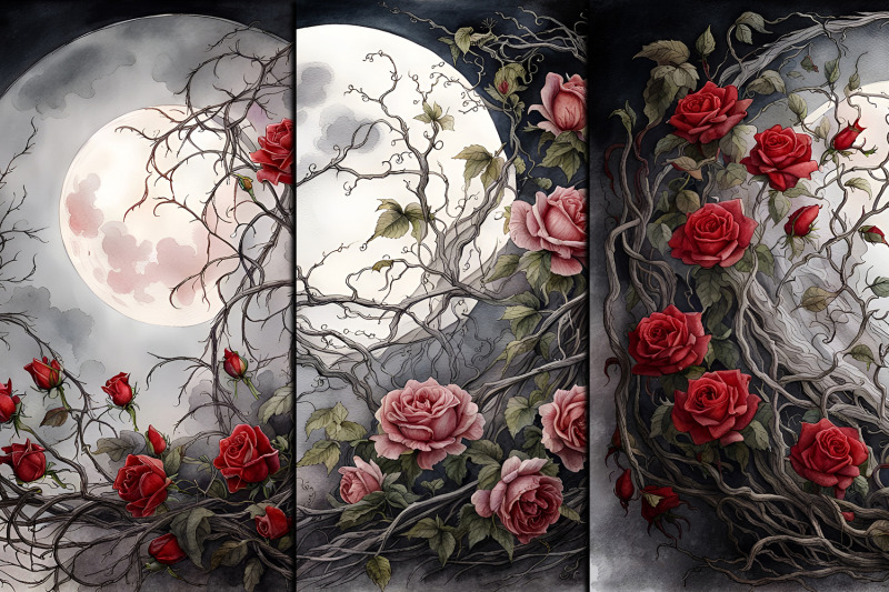 3-gothic-moon-amp-red-rose-vine-backgrounds