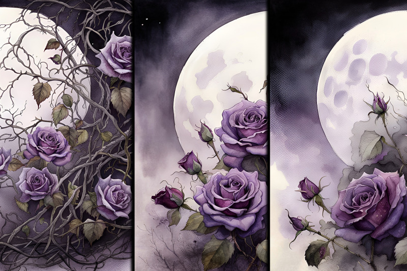 3-gothic-moon-amp-purple-rose-backgrounds