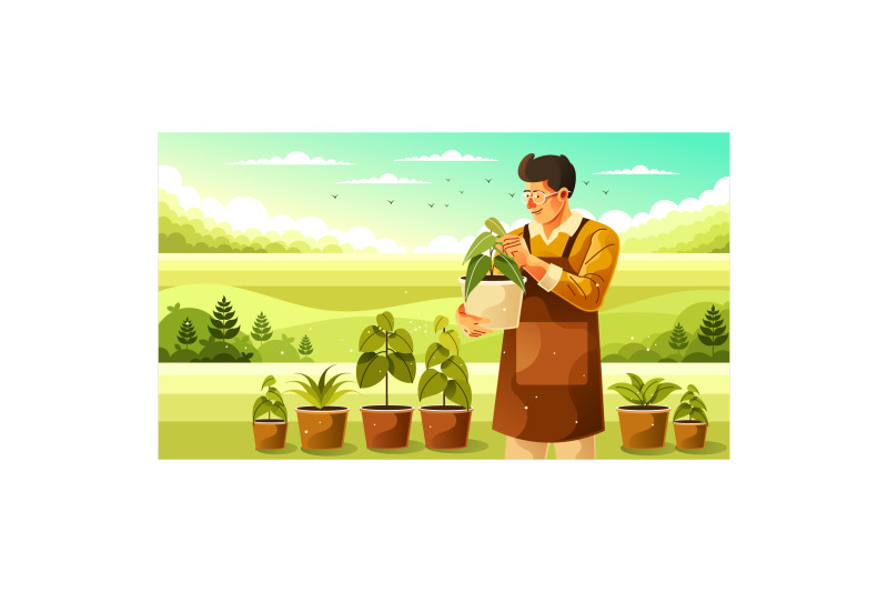 young-gardener-taking-care-of-plants-illustration