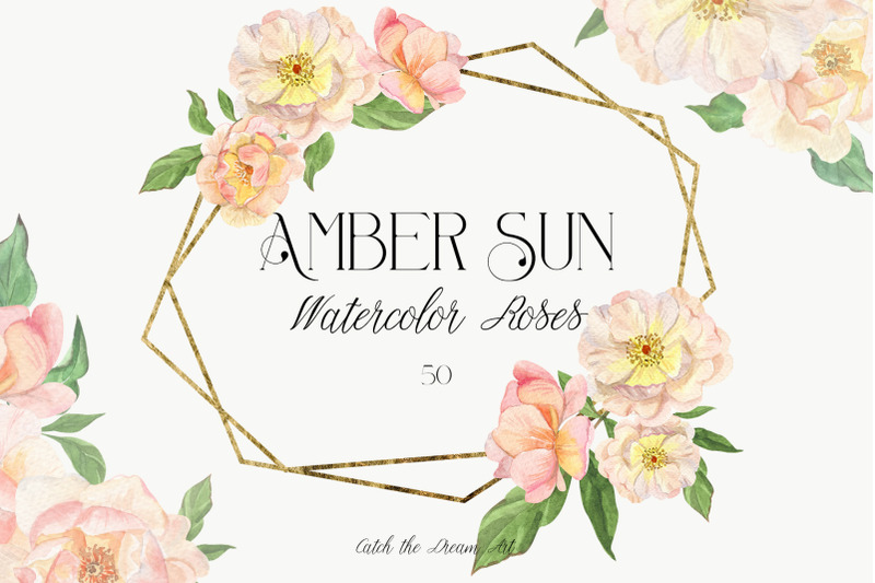 amber-sun-roses-watercolor-floral-clipart