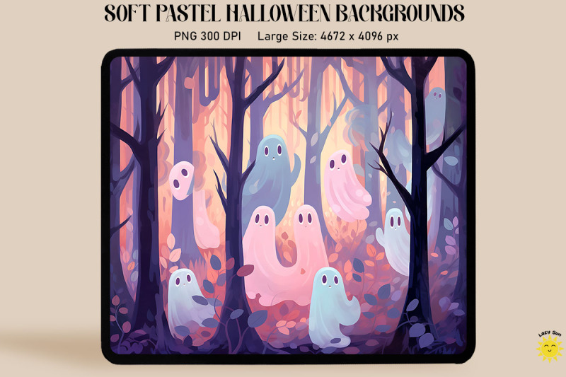 cute-ghosts-in-forest-pastel-halloween