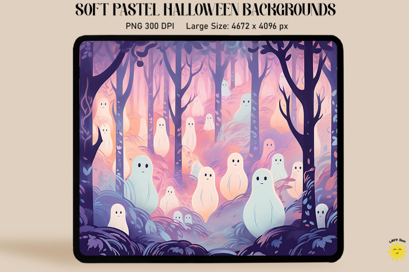 cute-ghosts-in-forest-pastel-halloween