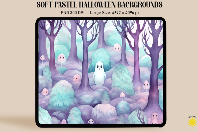 pastel-forest-with-a-ghost-halloween