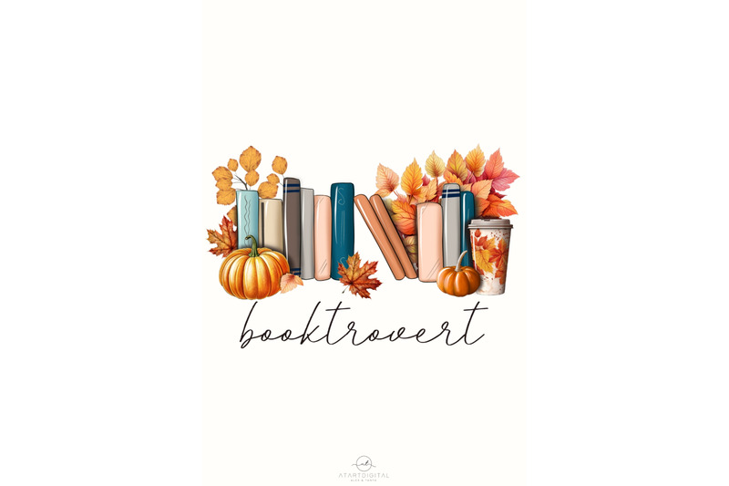 autumn-booktrovert-png-digital-download-art
