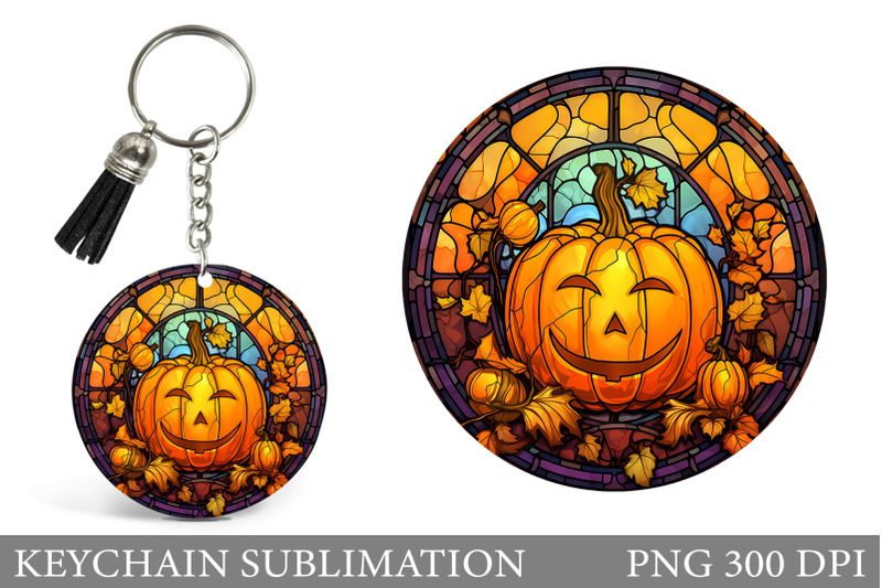 stained-glass-pumpkin-keychain-cute-pumpkin-round-keychain