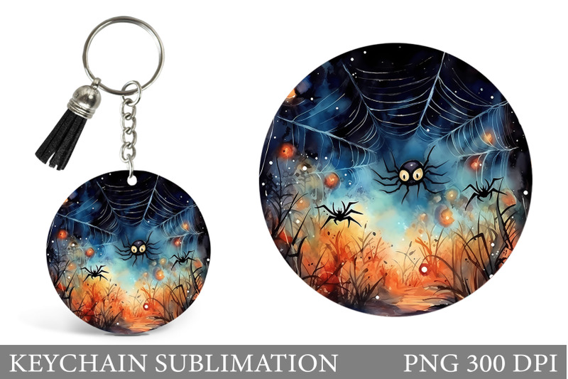 spider-round-keychain-sublimation-halloween-keychain-design