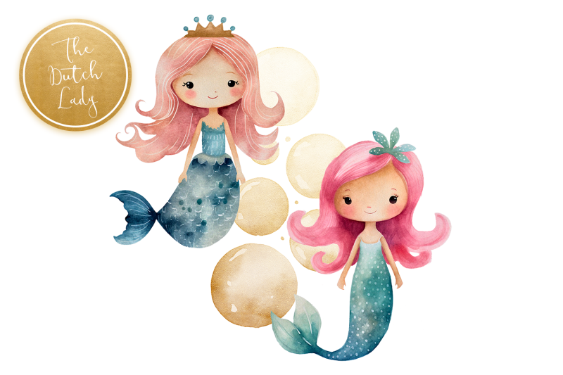 mermaid-fairytale-clipart-set