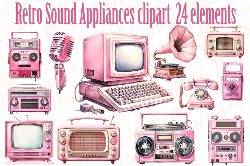retro-music-clipart-vintage-music-retro-vibes-radio-boombox-retro-mic