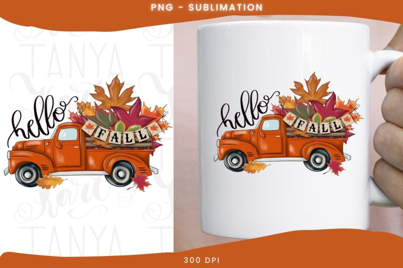 hello-fall-orange-truck-png-digital-download-for-sublimation