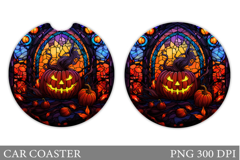 halloween-pumpkin-stained-glass-car-coaster-sublimation