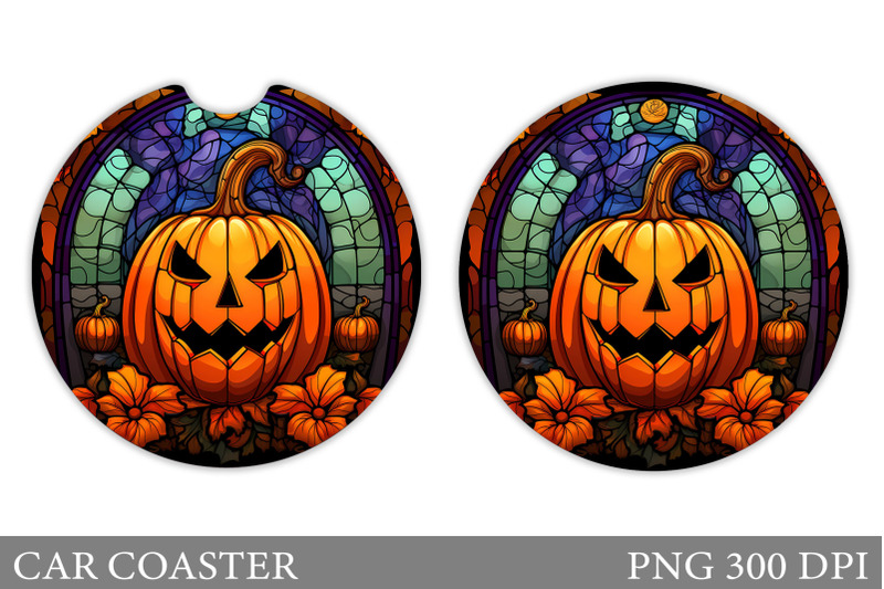 pumpkin-stained-glass-car-coaster-halloween-car-coaster