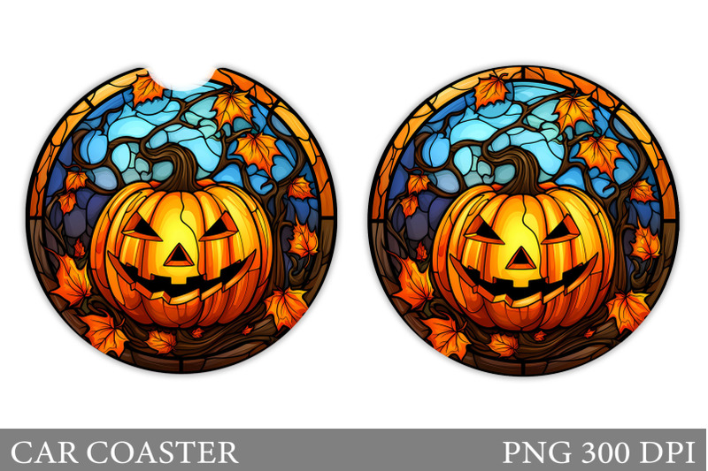 pumpkin-car-coaster-stained-glass-halloween-car-coaster