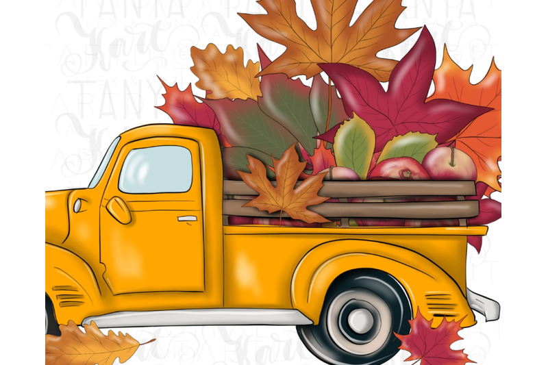 yellow-fall-truck-png-digital-download-for-sublimation