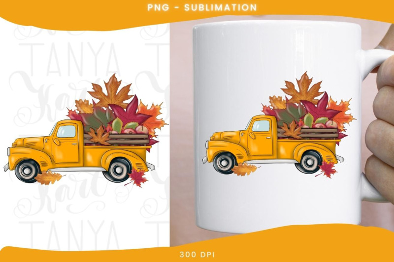 yellow-fall-truck-png-digital-download-for-sublimation