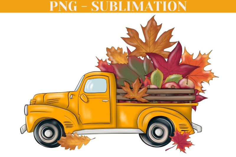 yellow-fall-truck-png-digital-download-for-sublimation