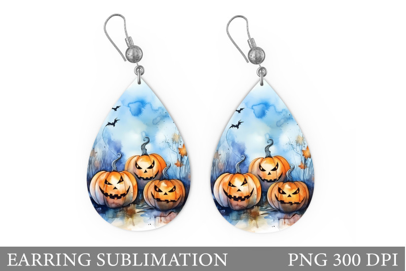pumpkin-watercolor-earring-halloween-teardrop-earring