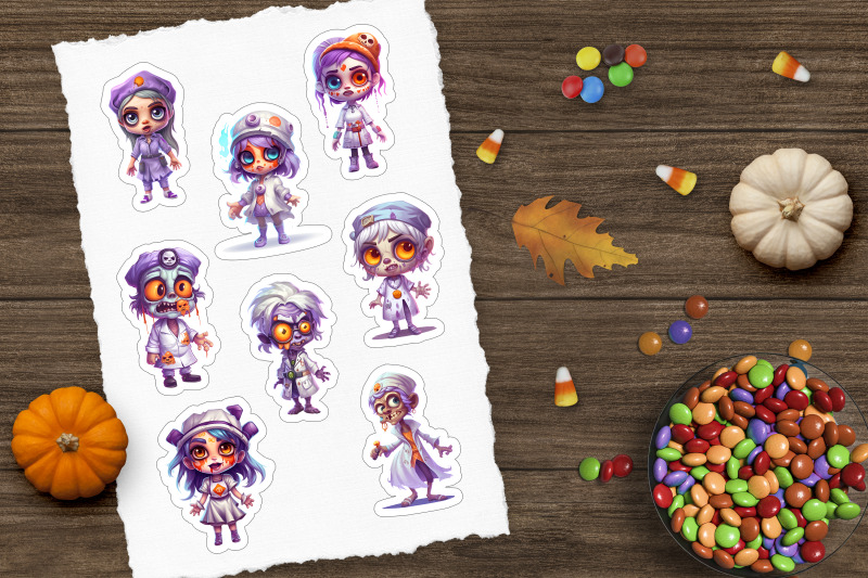 cute-cartoon-nurse-zombie-sticker-halloween-sticker-png