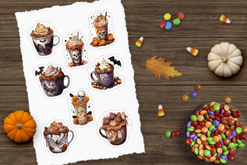 cute-cartoon-coffee-sticker-halloween-sticker-png