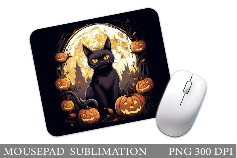black-cat-mouse-pad-sublimation-halloween-mouse-pad-design