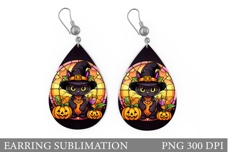 black-cat-pumpkin-earring-halloween-teardrop-earring-design
