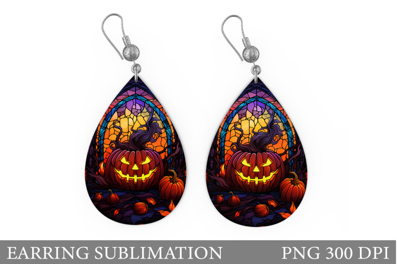 stained-glass-pumpkin-earring-halloween-earring-design