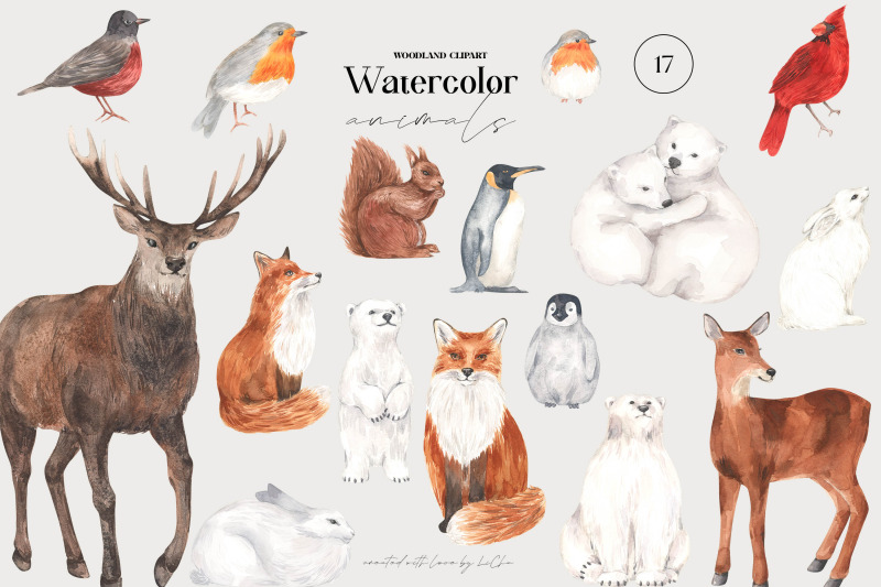 woodland-animals-clipart-watercolor-forest-deer-fox-bird-bunny