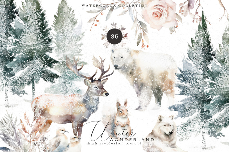evergreen-clipart-watercolor-christmas-winter-woodland-set