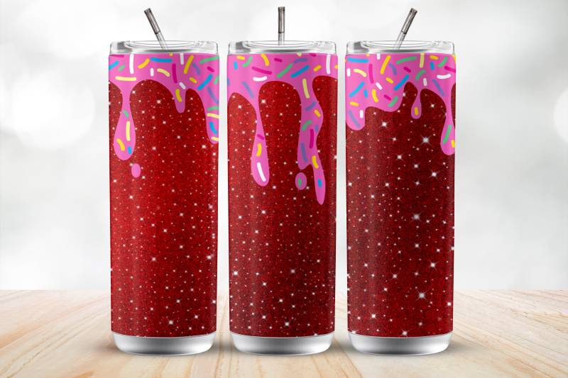 donut-red-glitter-drip-20oz-tumbler-wrap-sublimation-design