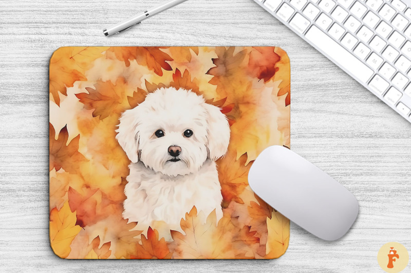 cute-bichon-frise-and-autumn-mouse-pad