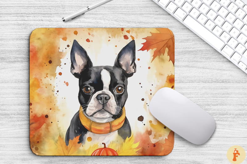 cute-boston-terrier-and-autumn-mouse-pad