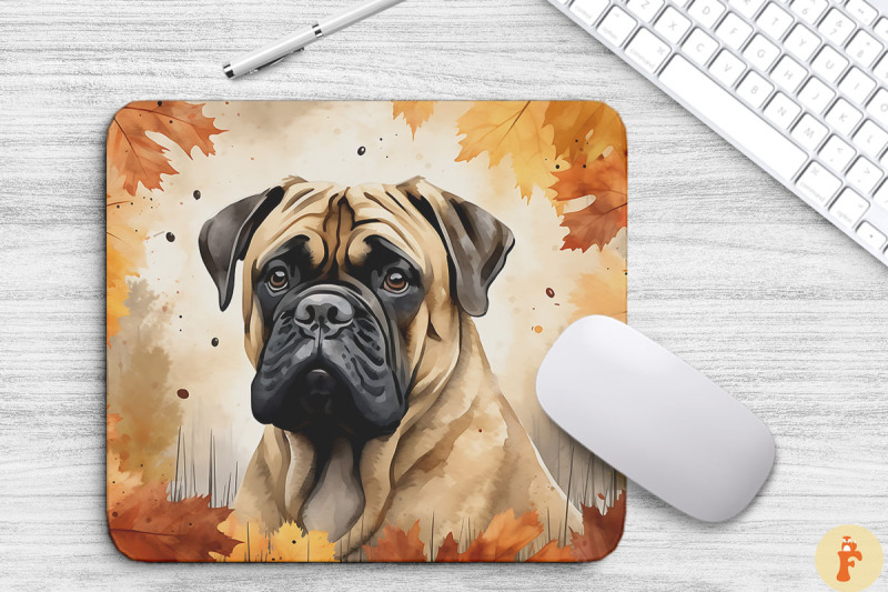 cute-bullmastiff-and-autumn-mouse-pad