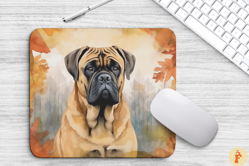 cute-bullmastiff-and-autumn-mouse-pad