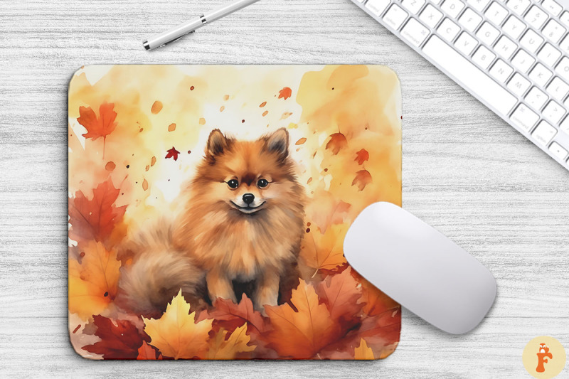 cute-pomeranian-and-autumn-mouse-pad