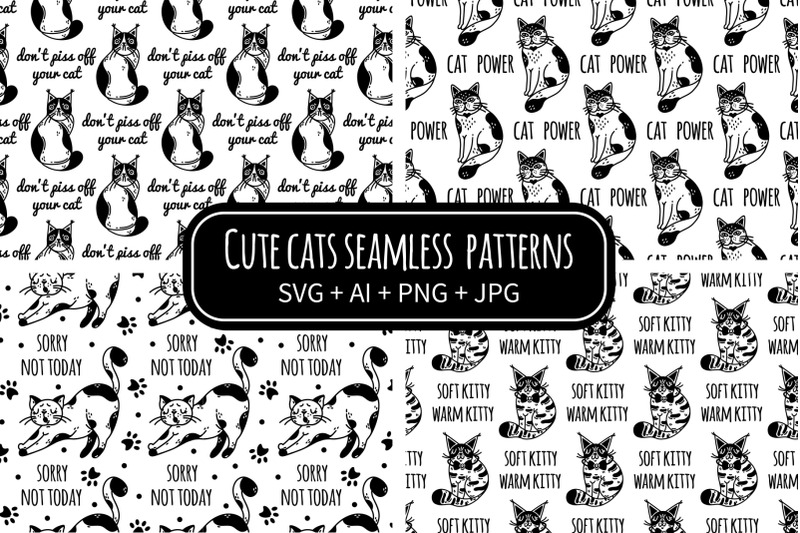 cute-cats-seamless-vector-patterns
