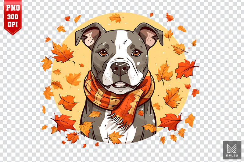 autumn-staffordshire-terrier-dog-clipart