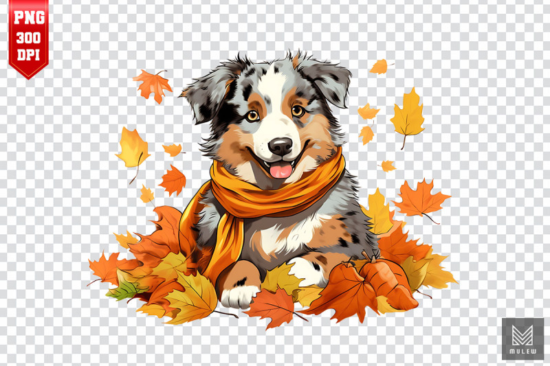 autumn-australian-shepherd-dog-clipart