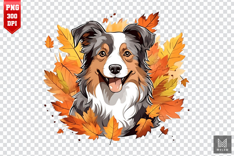 autumn-australian-shepherd-dog-clipart